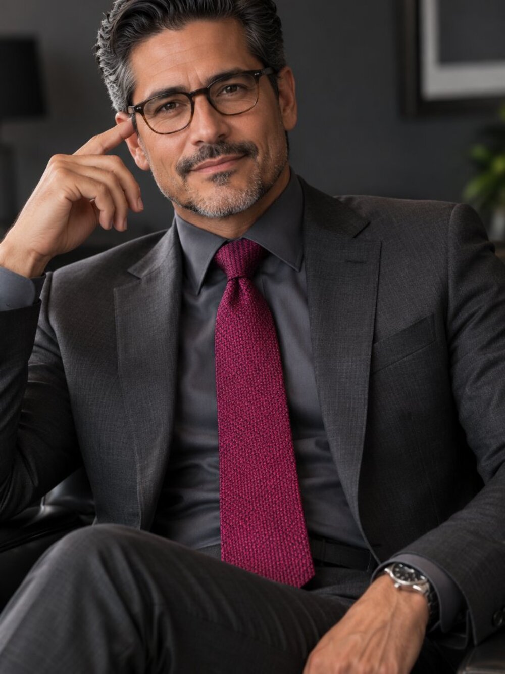 Bold! J.Z. Richards Magenta & Black Textured Silk Tie – 100% Silk